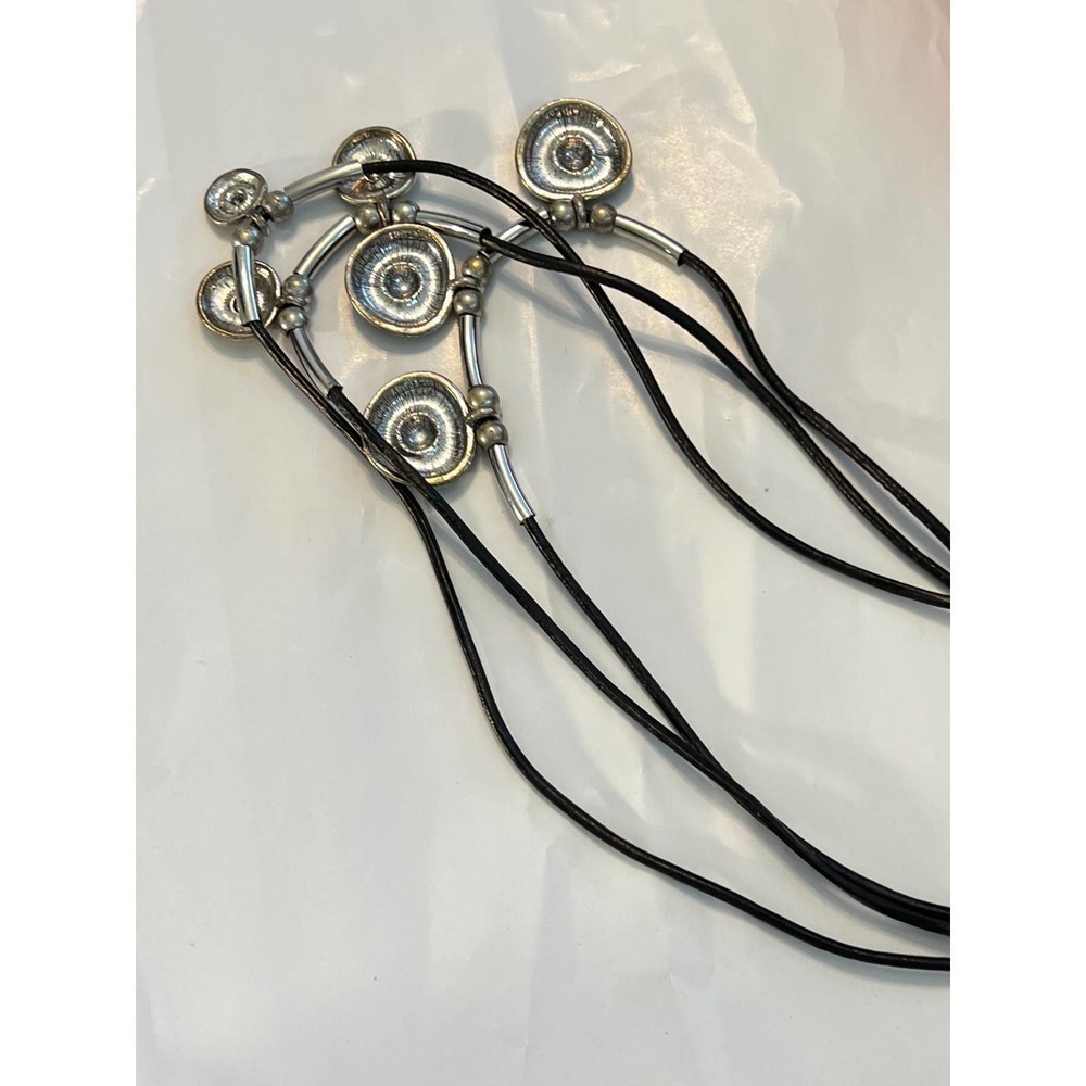 Triple Strand Mixed Material Statement Necklace - image 4